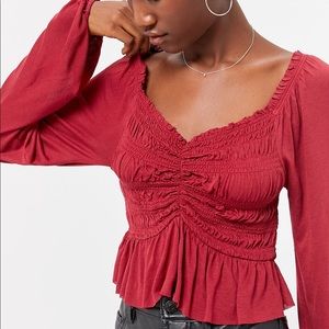 Urban Outfitters NWT Raspberry Red Cropped Blouse